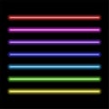 Set of neon lights brushes. Vector multicolor laser tubes collection. 10 eps. For design, illustMulticolor neon brushes collection